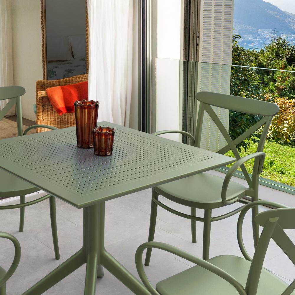 Cross XL Patio Dining Set with 4 Chairs Olive Green. Picture 2