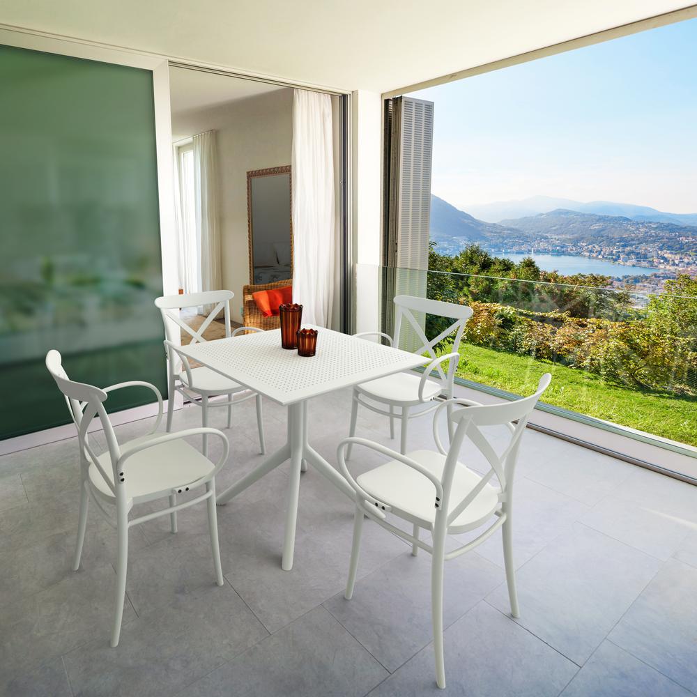 Cross XL Patio Dining Set with 4 Chairs White. Picture 1
