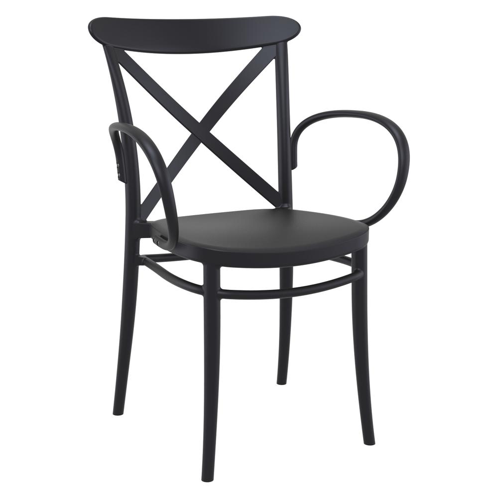 Cross XL Resin Outdoor Arm Chair Black, Set of 2. Picture 1