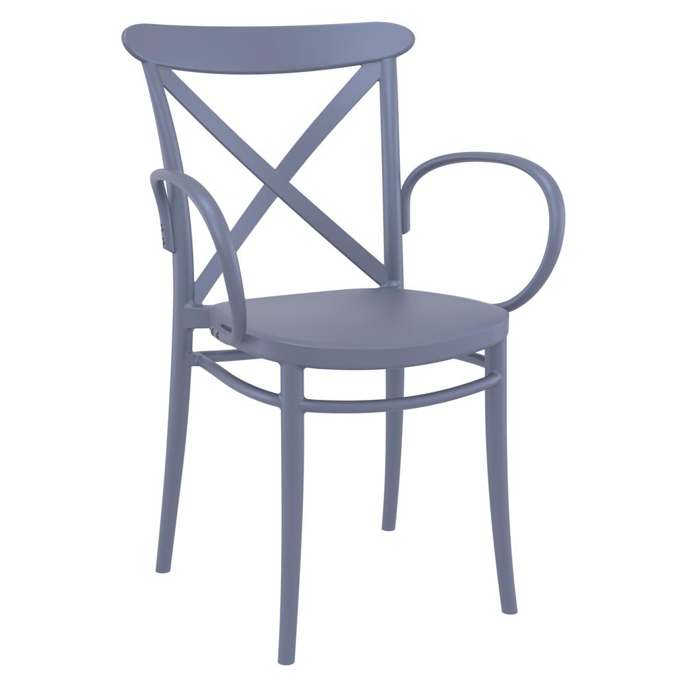 Cross XL Resin Outdoor Arm Chair Dark Gray, Set of 2. Picture 1