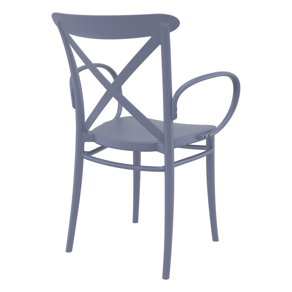 Cross XL Resin Outdoor Arm Chair Dark Gray, Set of 2. Picture 2