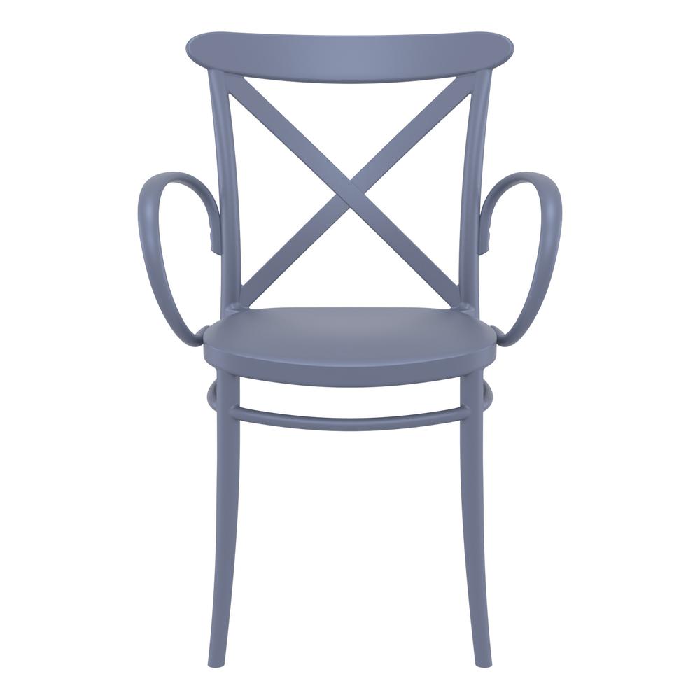 Cross XL Resin Outdoor Arm Chair Dark Gray, Set of 2. Picture 3