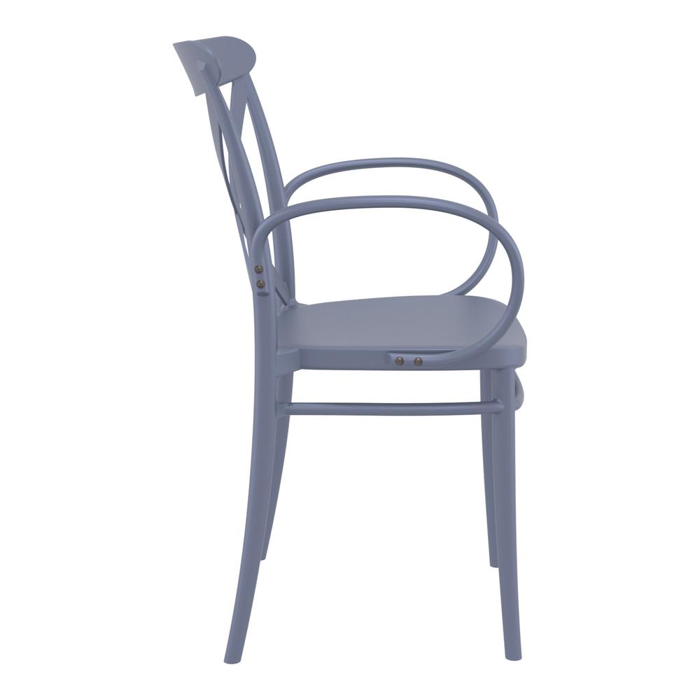 Cross XL Resin Outdoor Arm Chair Dark Gray, Set of 2. Picture 4
