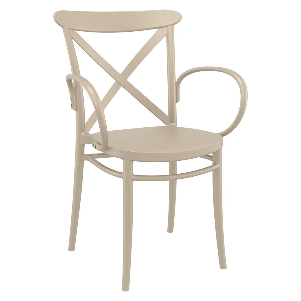 Cross XL Resin Outdoor Arm Chair Taupe, Set of 2. Picture 1