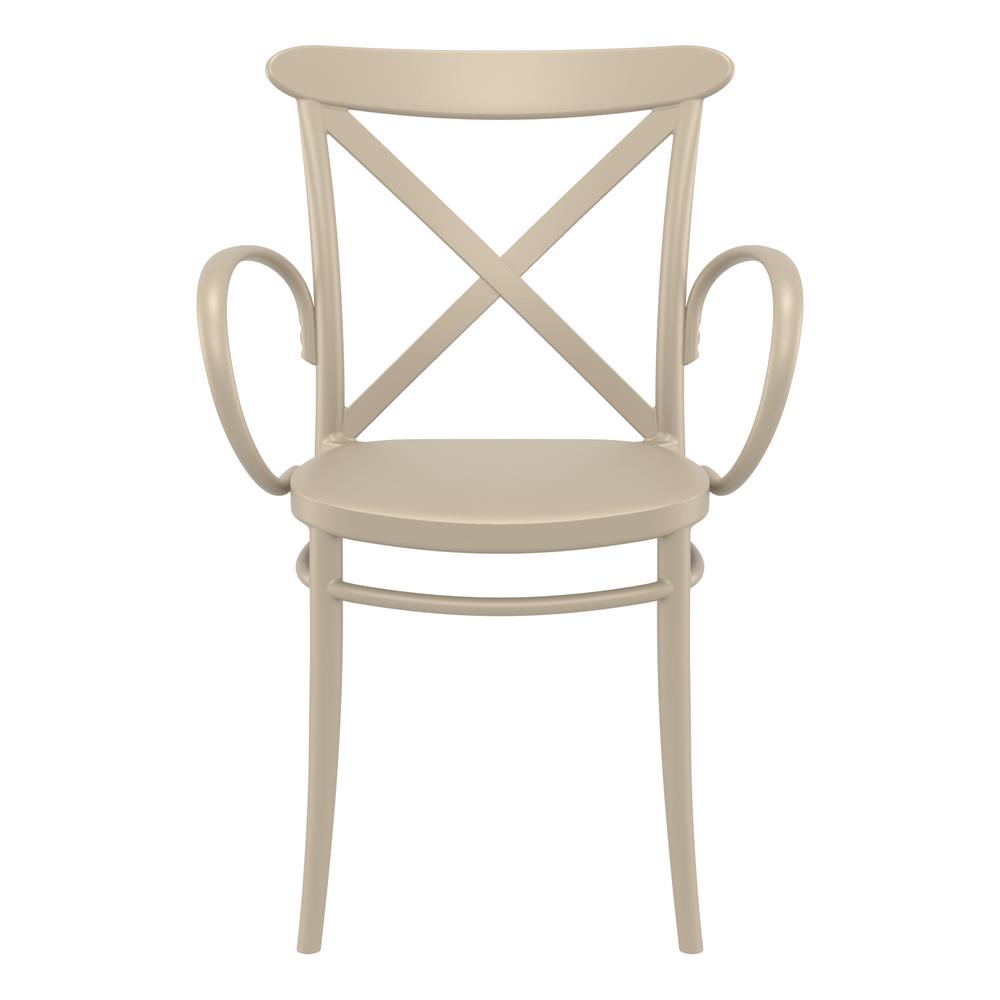 Cross XL Resin Outdoor Arm Chair Taupe, Set of 2. Picture 3