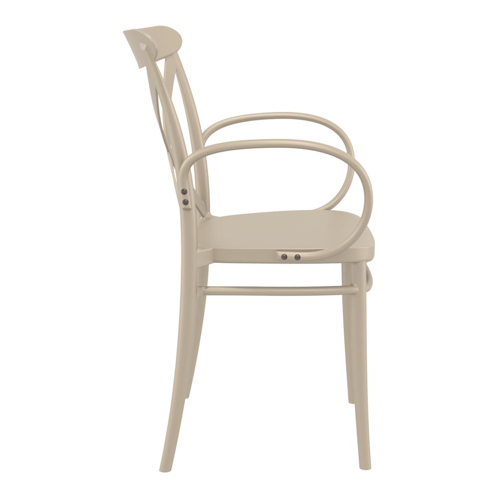 Cross XL Resin Outdoor Arm Chair Taupe, Set of 2. Picture 4