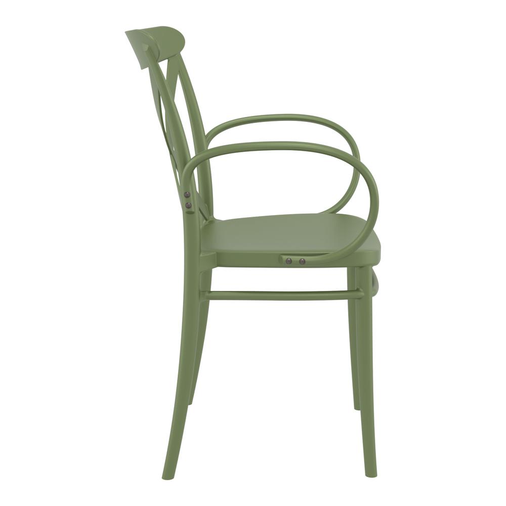 Cross XL Resin Outdoor Arm Chair Olive Green, Set of 2. Picture 4