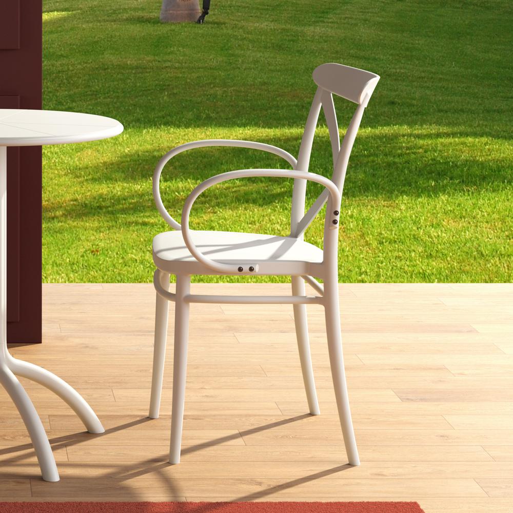 Cross XL Resin Outdoor Arm Chair White, Set of 2. Picture 8