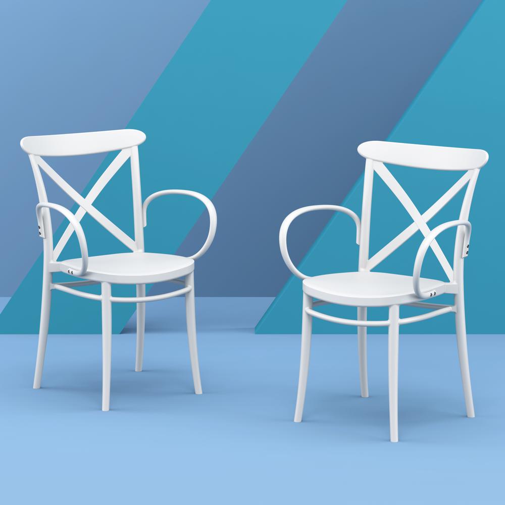 Cross XL Resin Outdoor Arm Chair White, Set of 2. Picture 10