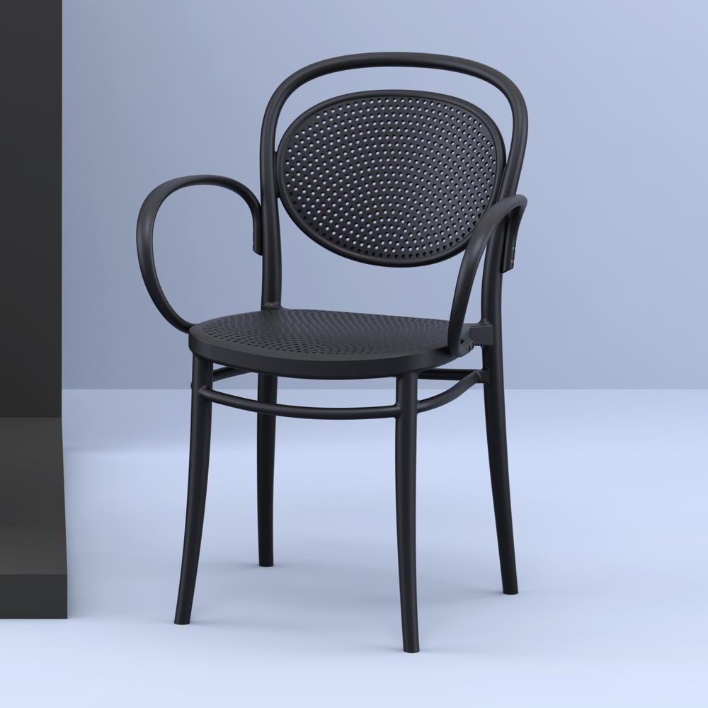 Marcel XL Resin Outdoor Arm Chair Black, Set of 2. Picture 7