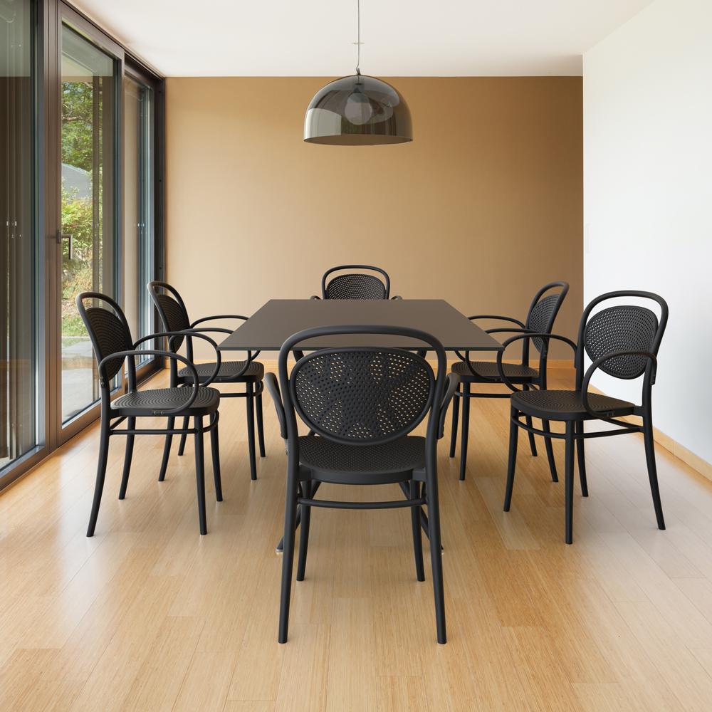 Marcel XL Resin Outdoor Arm Chair Black, Set of 2. Picture 8