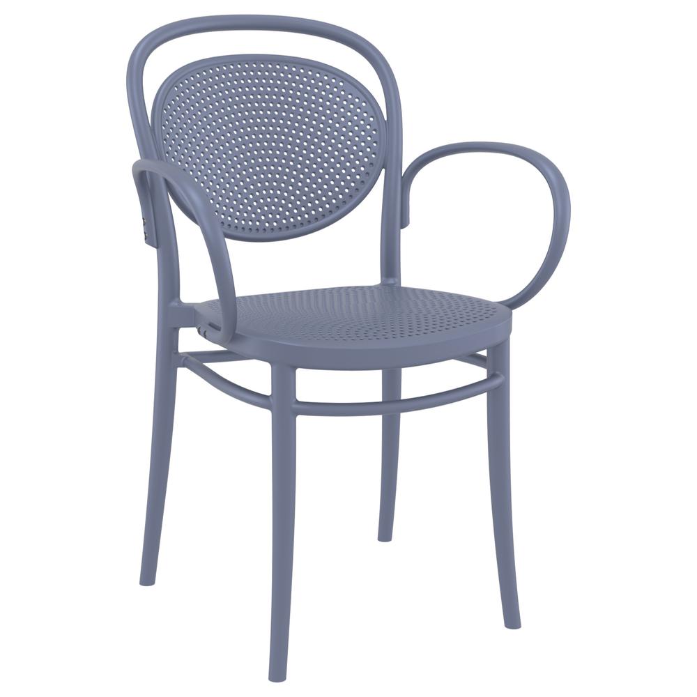 Marcel XL Resin Outdoor Arm Chair Dark Gray, Set of 2. Picture 1