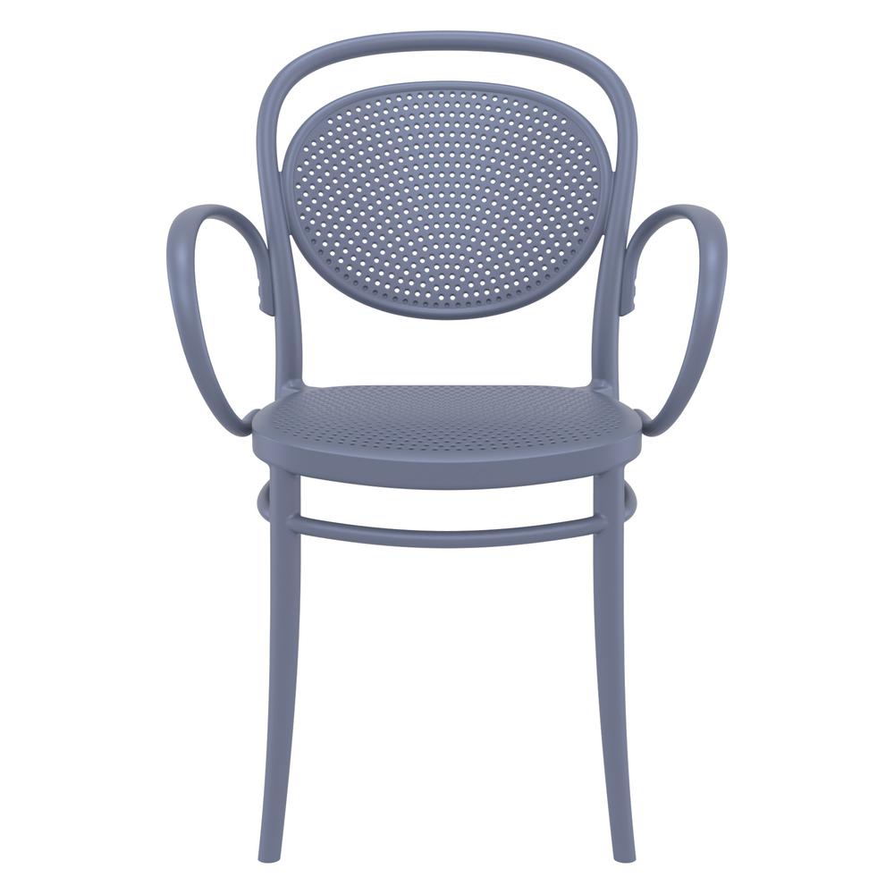 Marcel XL Resin Outdoor Arm Chair Dark Gray, Set of 2. Picture 3
