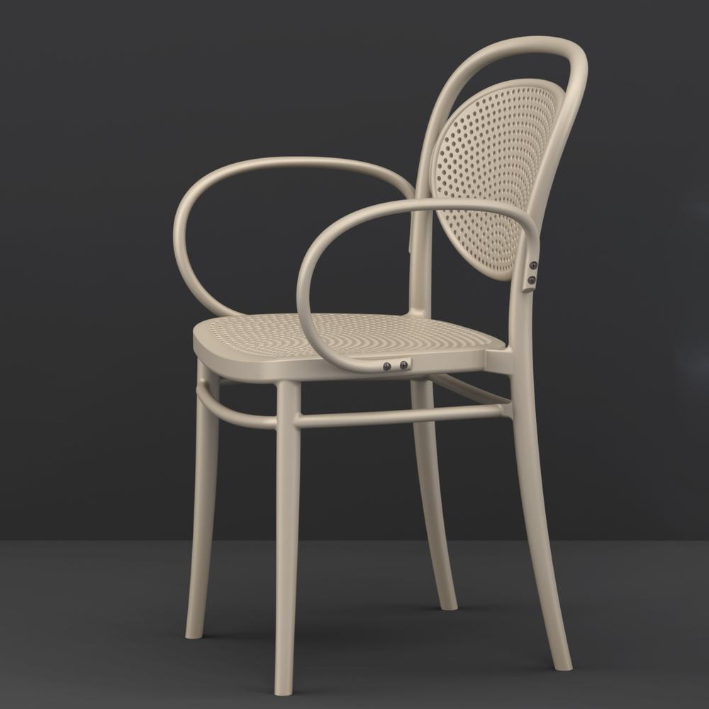 Marcel XL Resin Outdoor Arm Chair Taupe, Set of 2. Picture 6