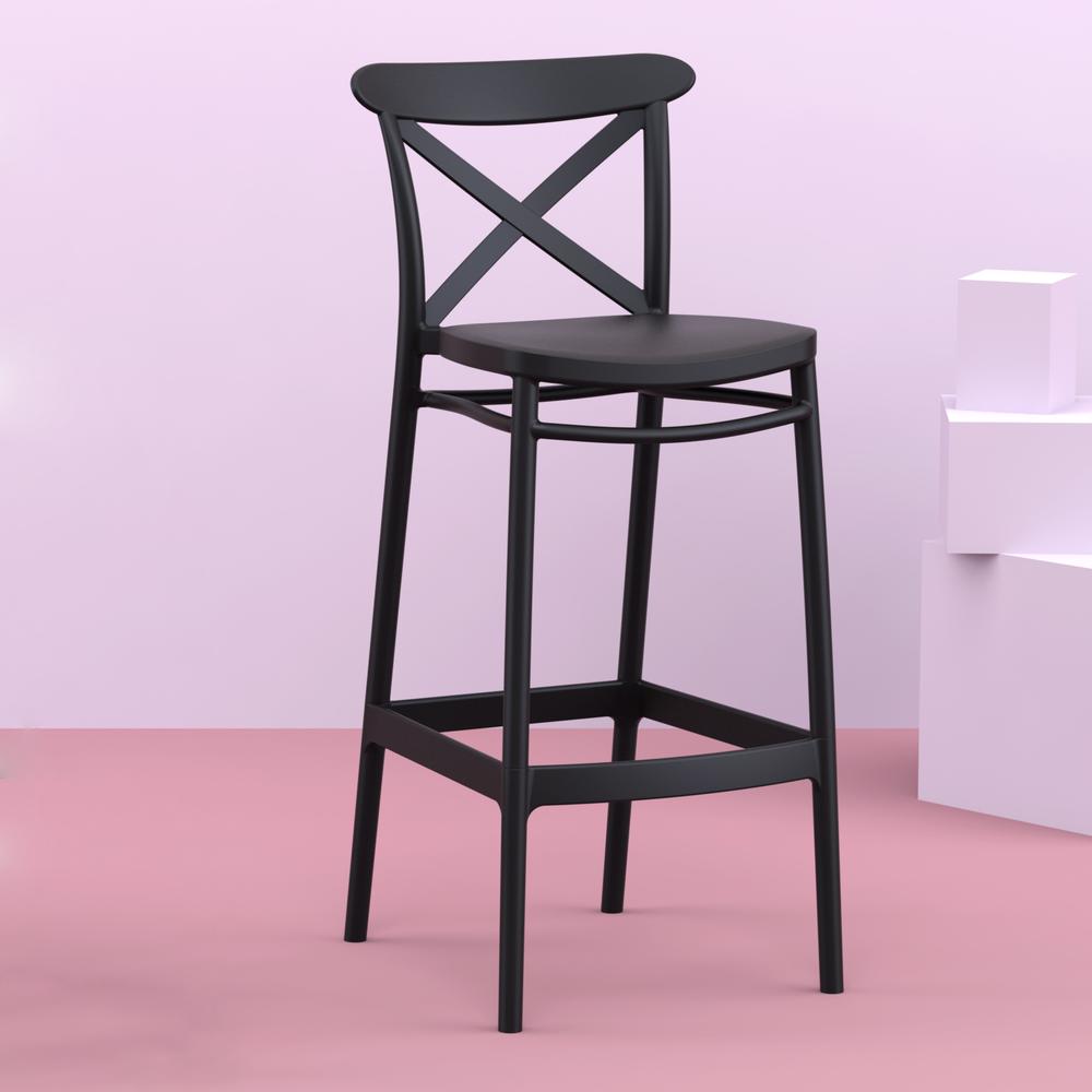Cross Bar Stool Black, Set of 2. Picture 6