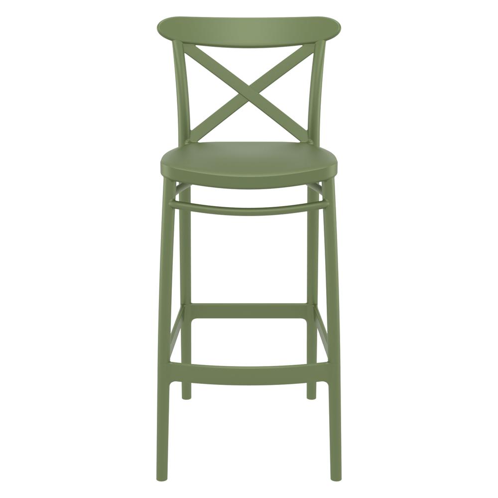 Cross Bar Stool Olive Green, Set of 2. Picture 3