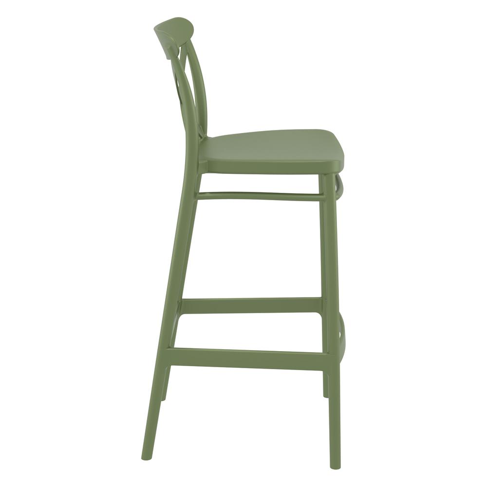Cross Bar Stool Olive Green, Set of 2. Picture 4