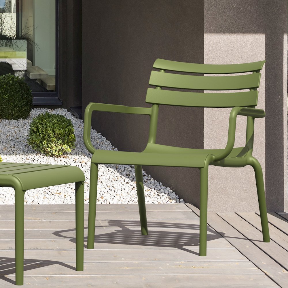 Paris Outdoor Club Lounge Chair Olive Green. Picture 6