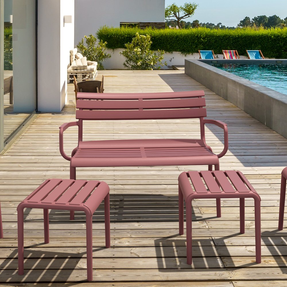 Paris Outdoor Bench Marsala. Picture 6
