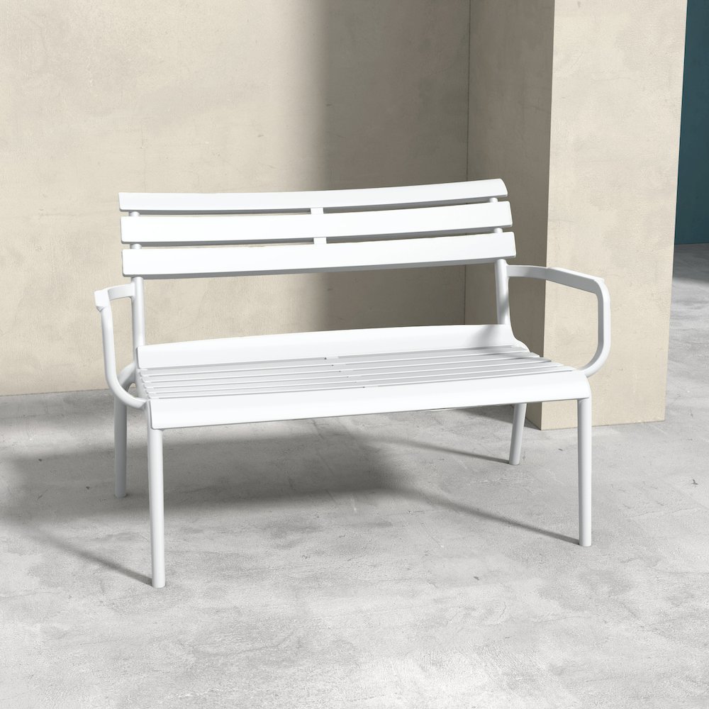 Paris Outdoor Bench White. Picture 6