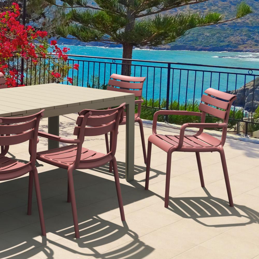 Paris Resin Outdoor Arm Chair Marsala (pack of 2). Picture 7