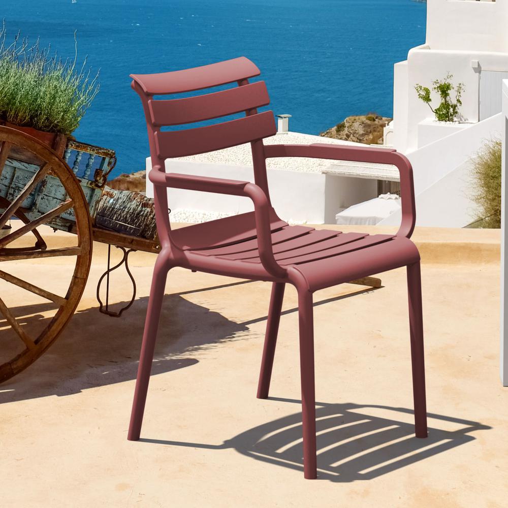 Paris Resin Outdoor Arm Chair Marsala (pack of 2). Picture 10