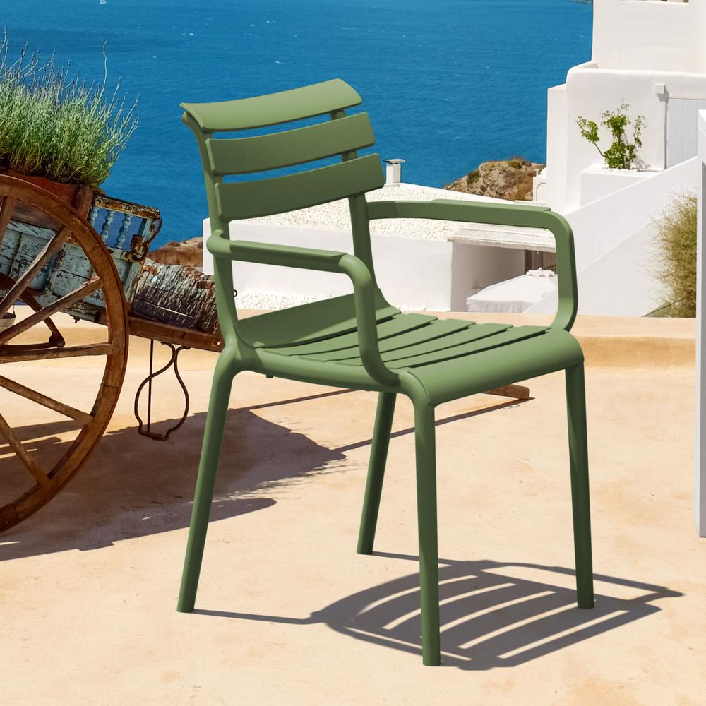 Paris Resin Outdoor Arm Chair Olive Green (pack of 2). Picture 6