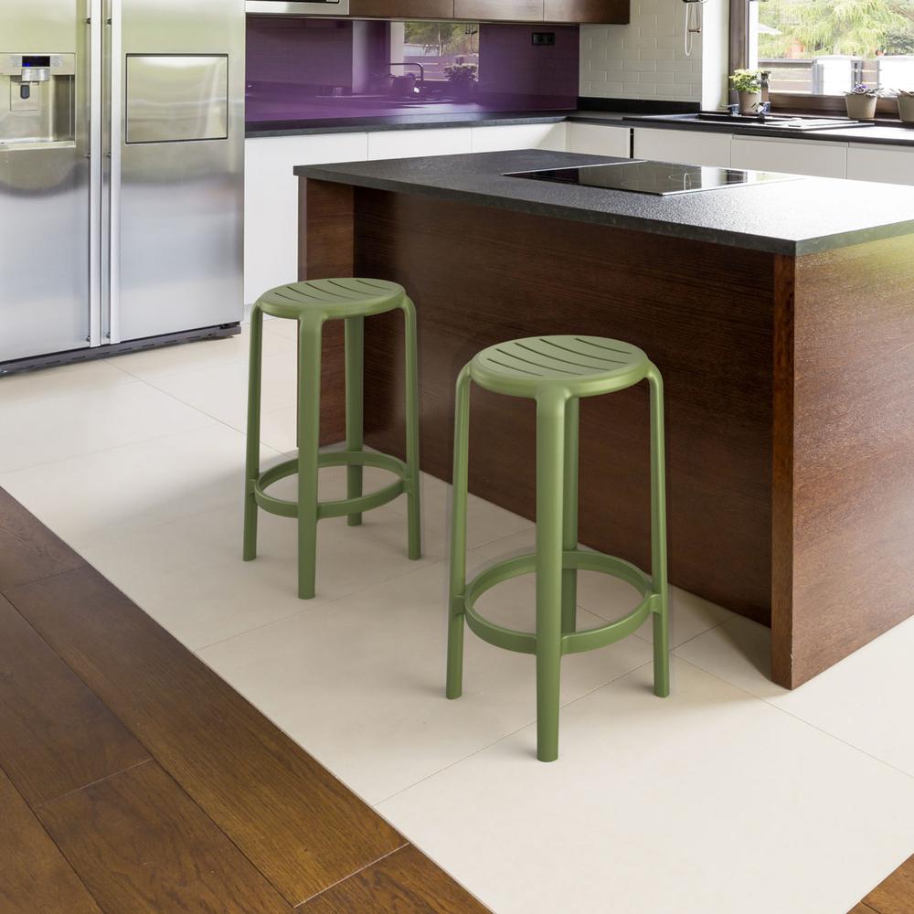 Tom Resin Counter Stool Olive Green. Picture 5
