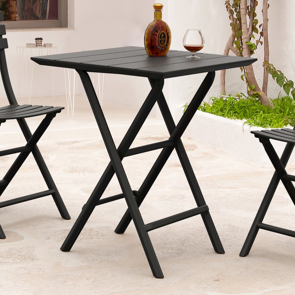 Helen Square Folding Bistro Table 24 inch Black. Picture 6