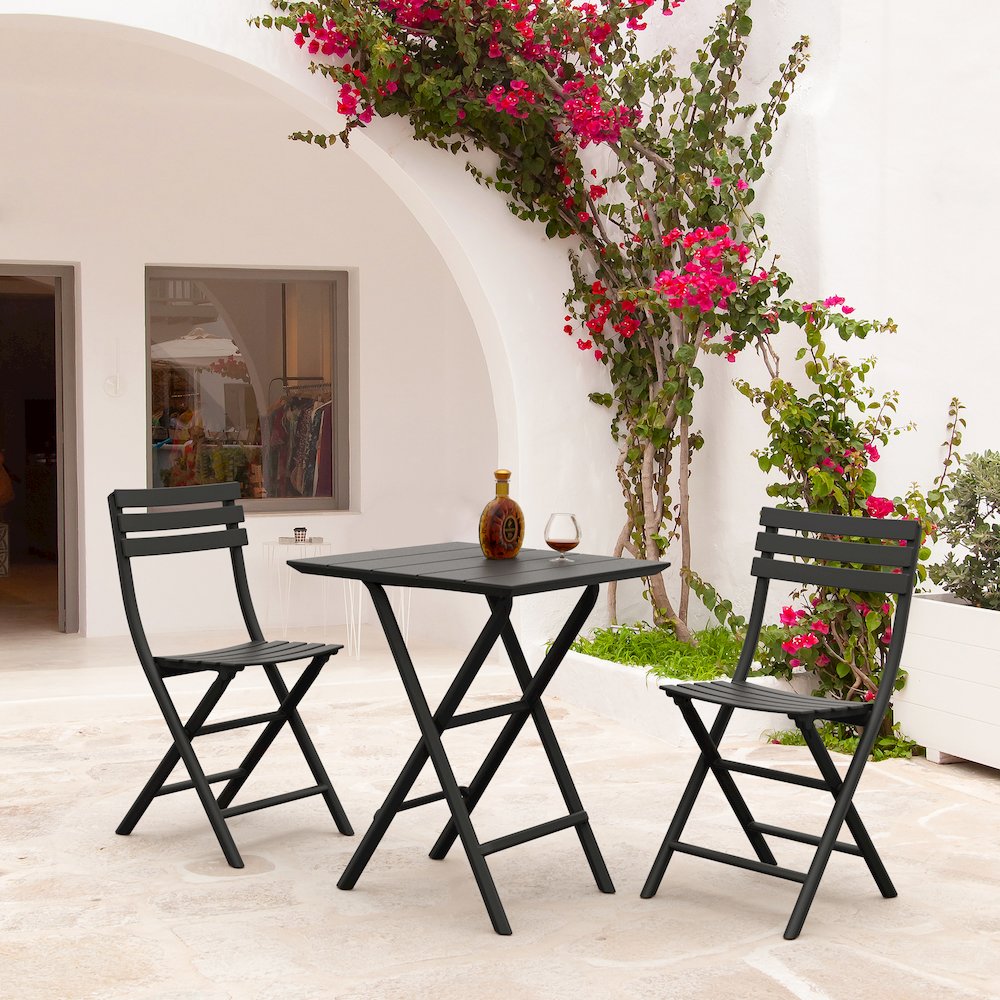 Helen Square Folding Bistro Table 24 inch Black. Picture 5