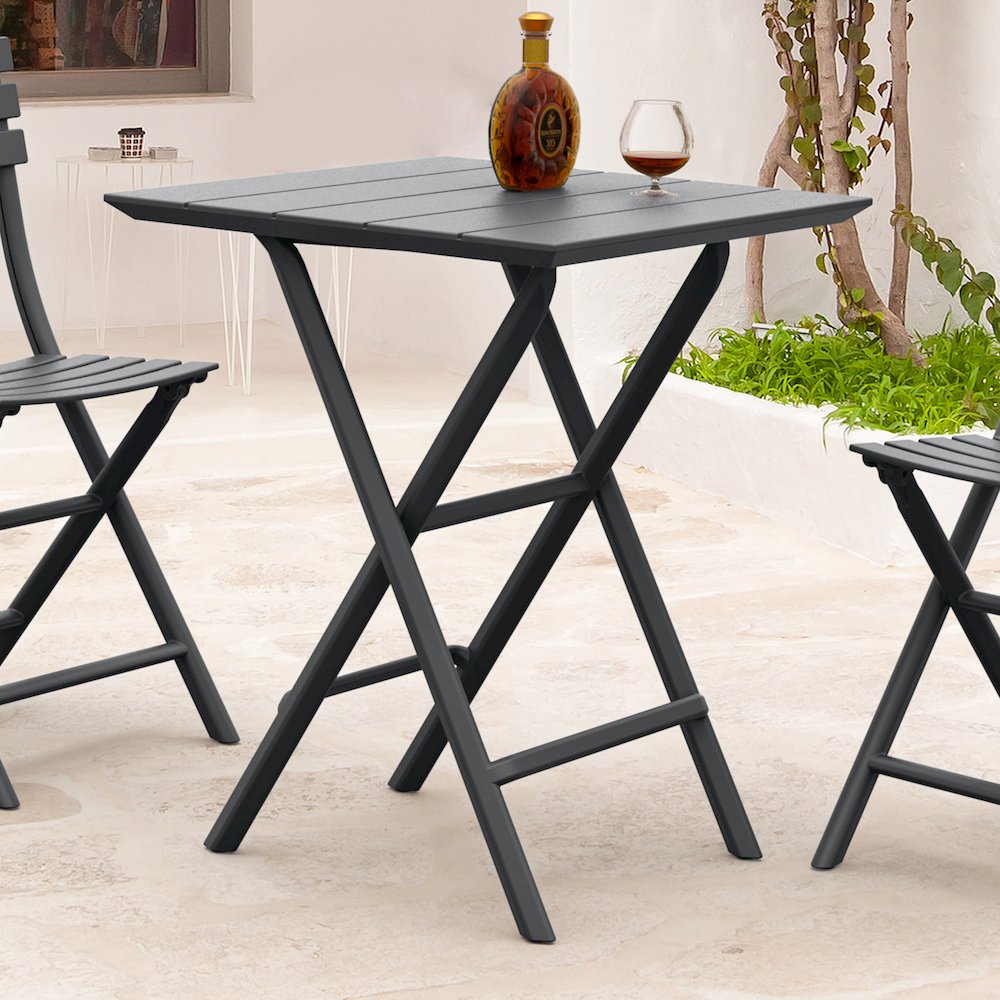 Helen Square Folding Bistro Table 24 inch Dark Gray. Picture 5