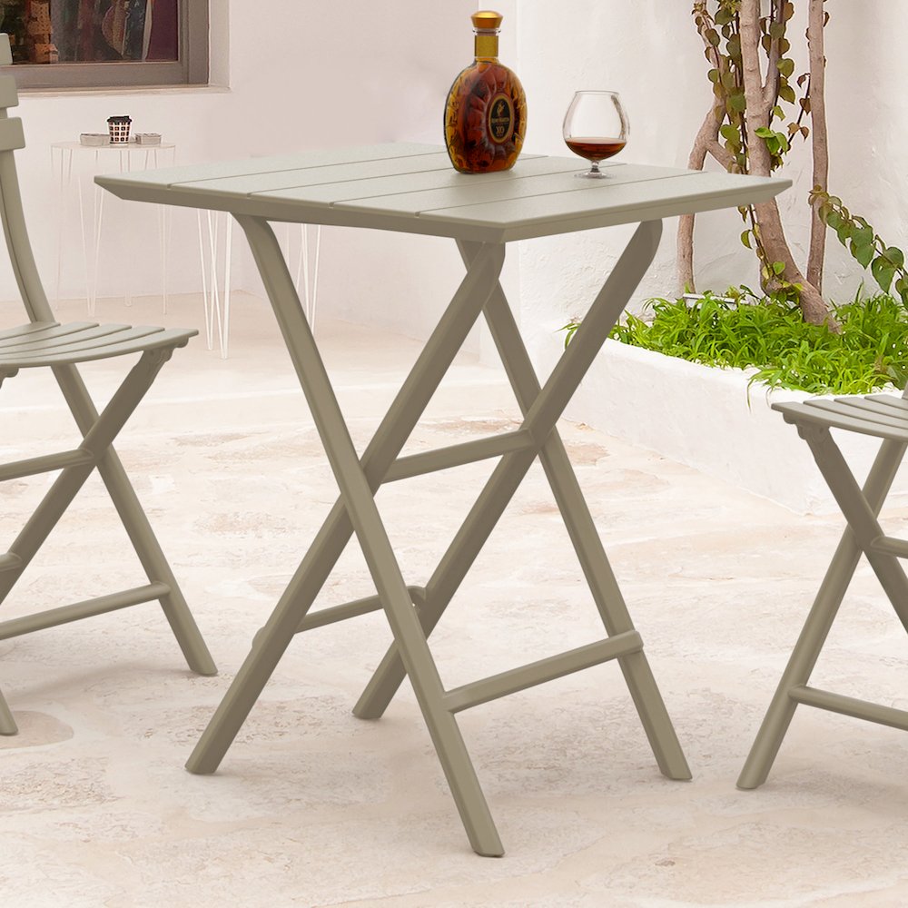 Helen Square Folding Bistro Table 24 inch Taupe. Picture 4