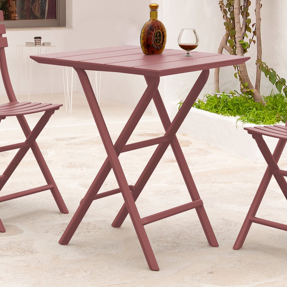 Helen Square Folding Bistro Table 24 inch Marsala. Picture 6