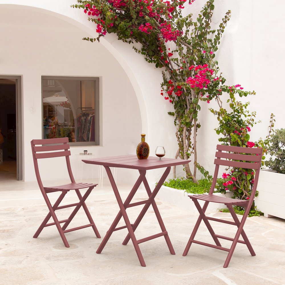 Helen Square Folding Bistro Table 24 inch Marsala. Picture 7