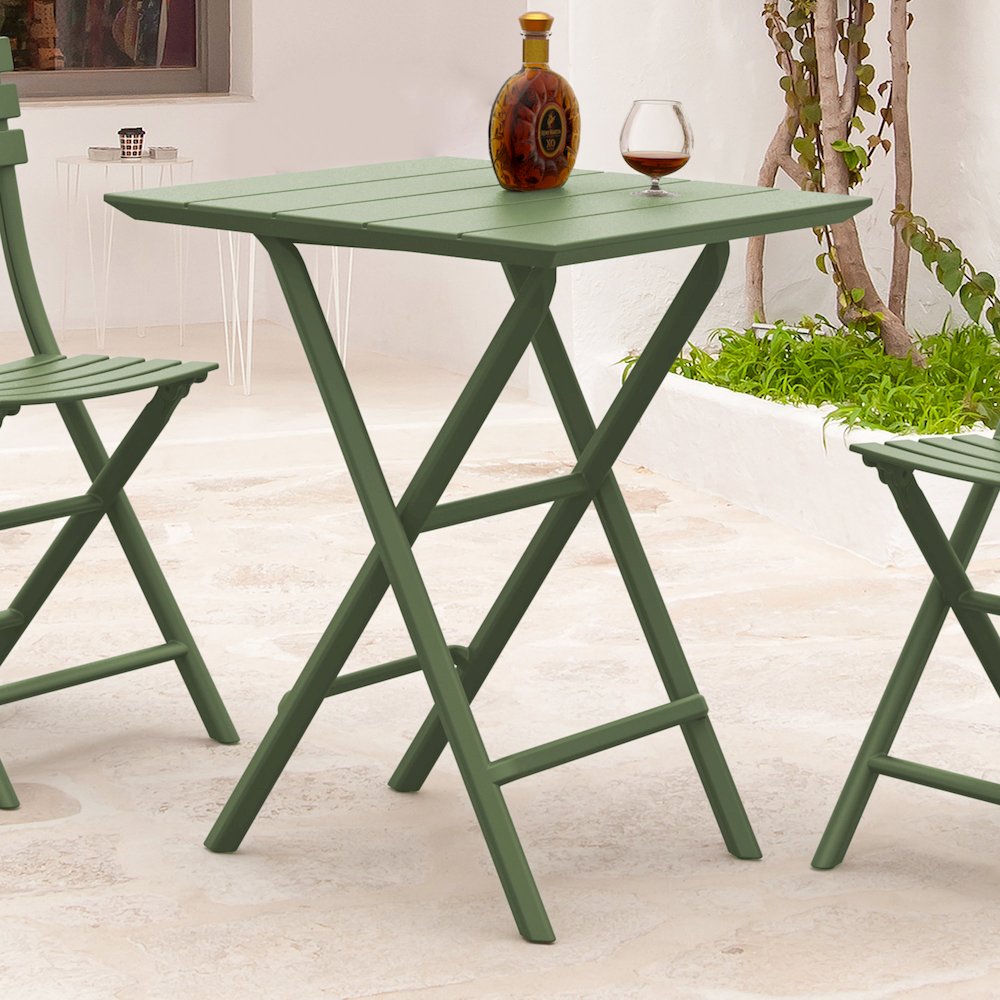Helen Square Folding Bistro Table 24 inch Olive Green. Picture 6