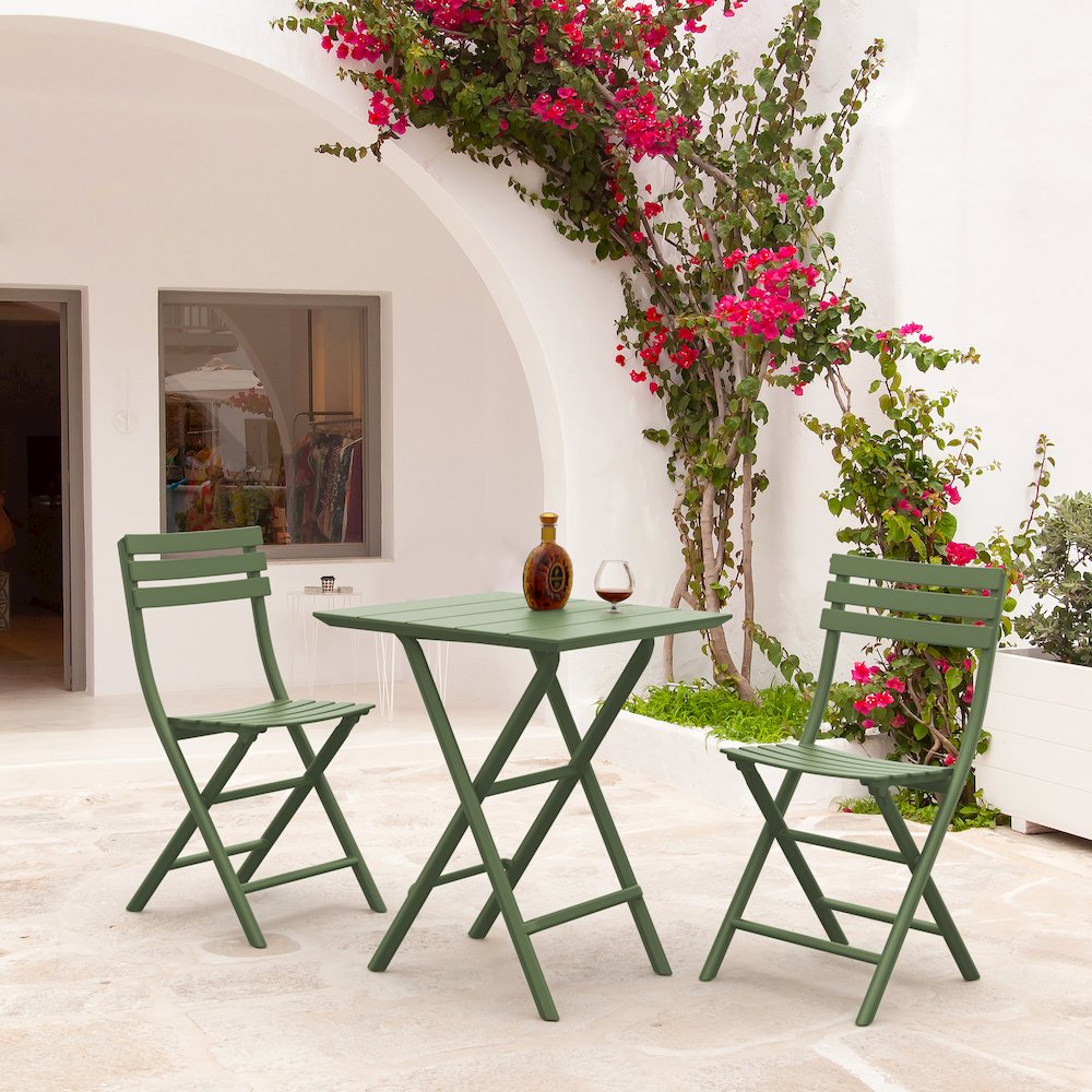 Helen Square Folding Bistro Table 24 inch Olive Green. Picture 5