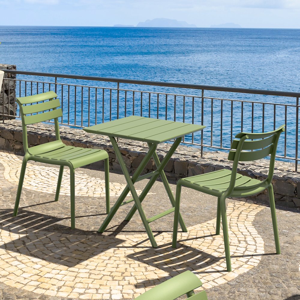 Helen Square Folding Bistro Table 24 inch Olive Green. Picture 4