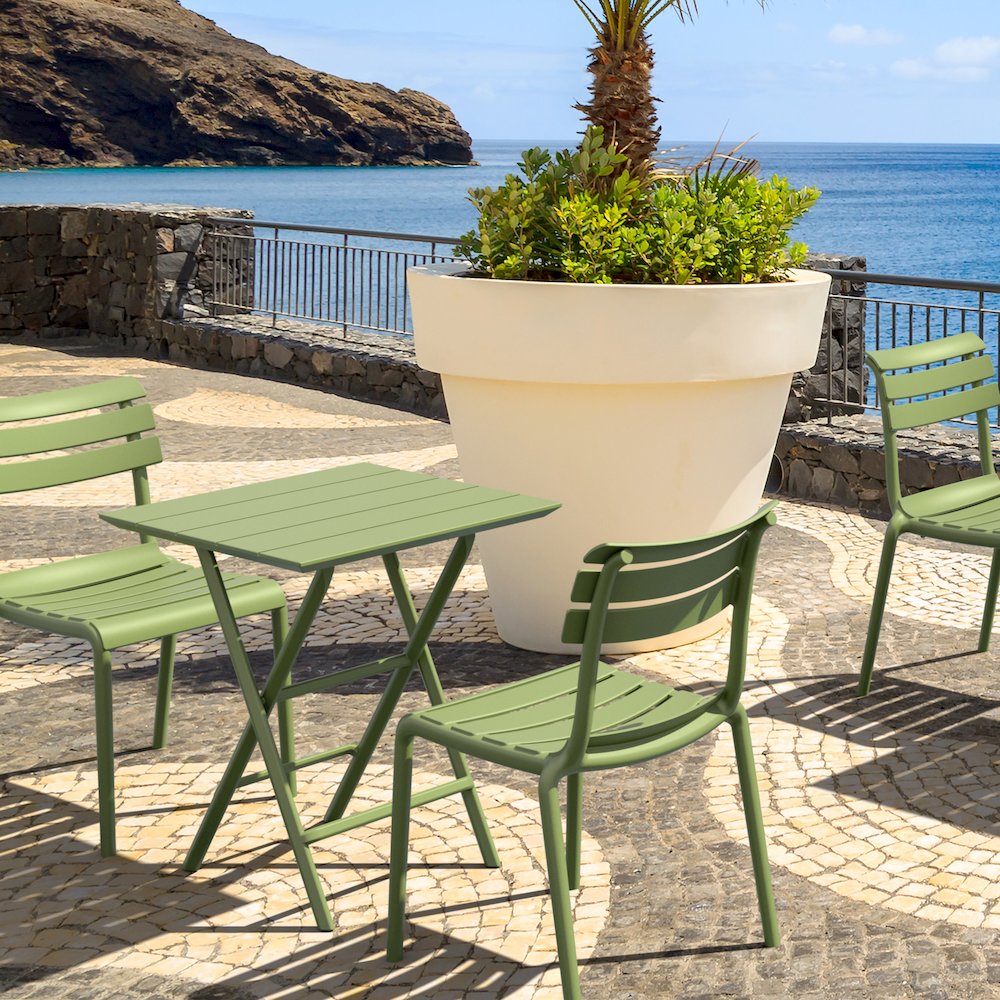 Helen Square Folding Bistro Table 24 inch Olive Green. Picture 7