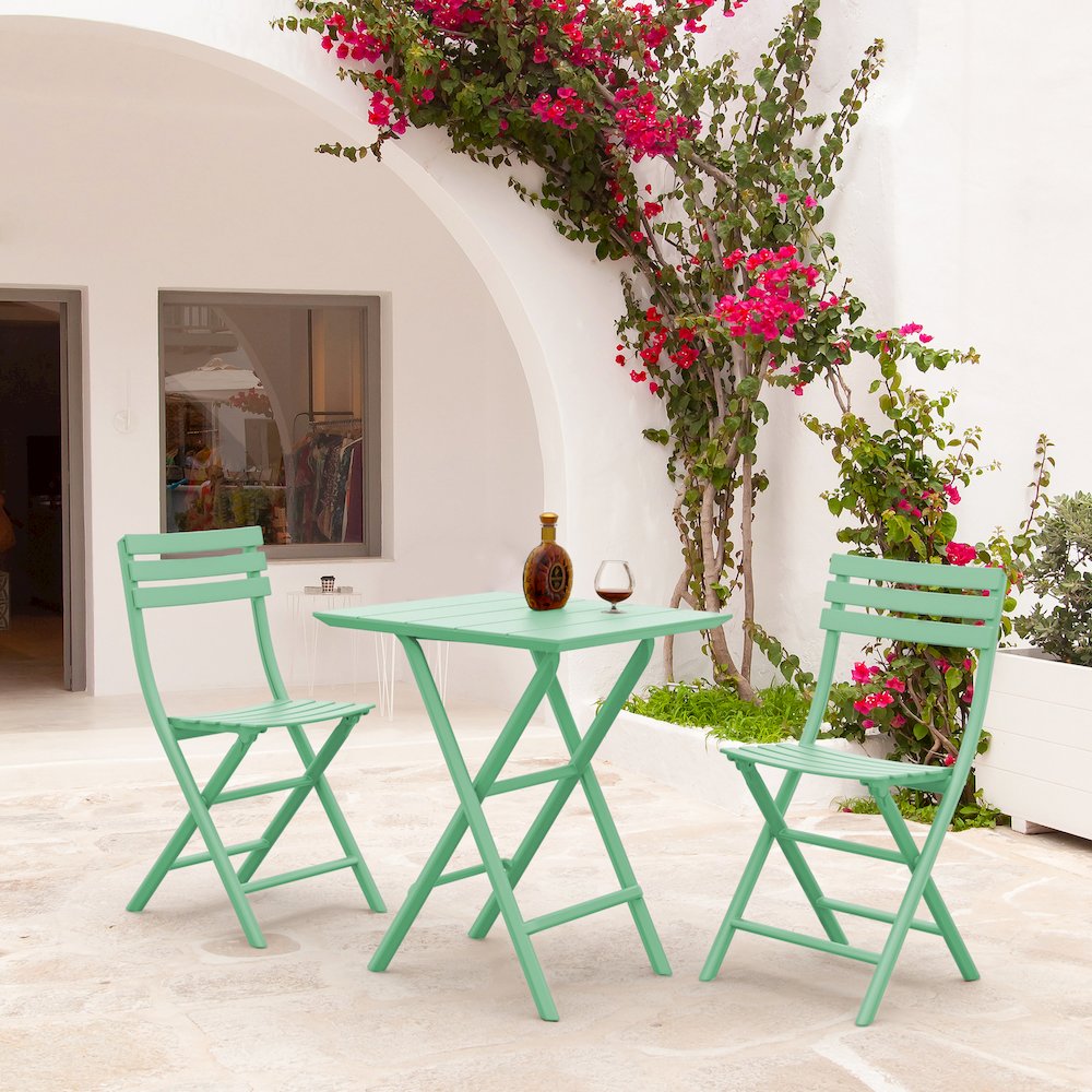 Helen Square Folding Bistro Table 24 inch Opaline. Picture 5