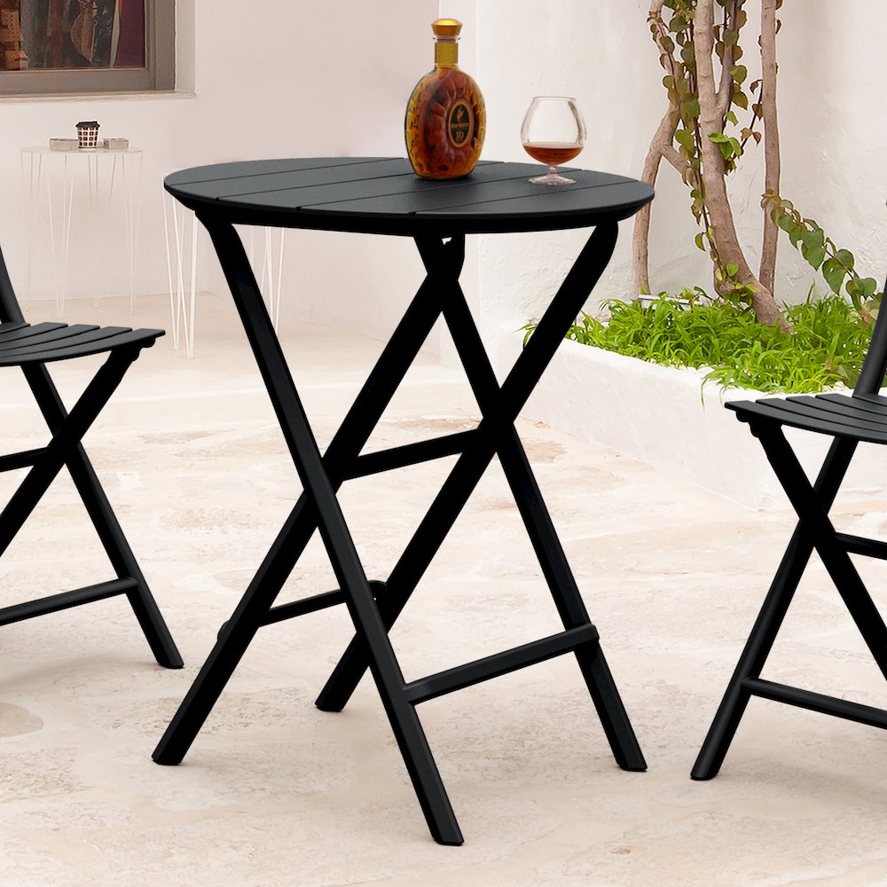 Helen Round Folding Bistro Table 24 inch Black. Picture 4