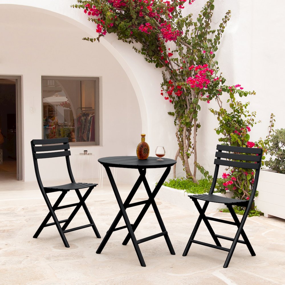 Helen Round Folding Bistro Table 24 inch Black. Picture 6