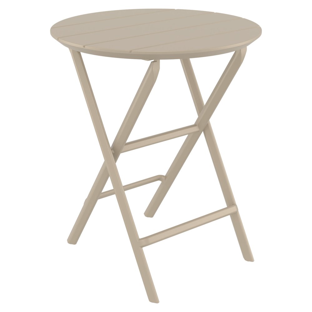Helen Round Folding Bistro Table 24 inch Taupe. Picture 1