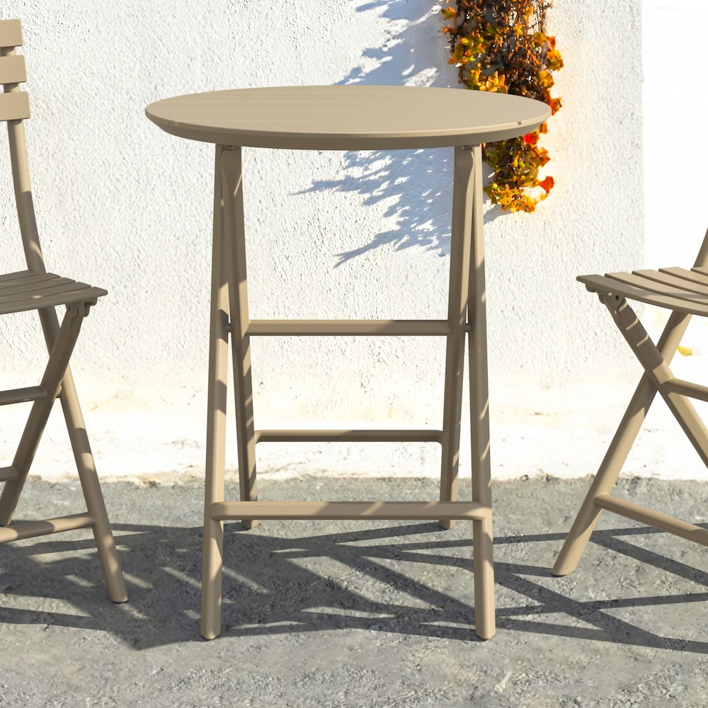 Helen Round Folding Bistro Table 24 inch Taupe. Picture 7