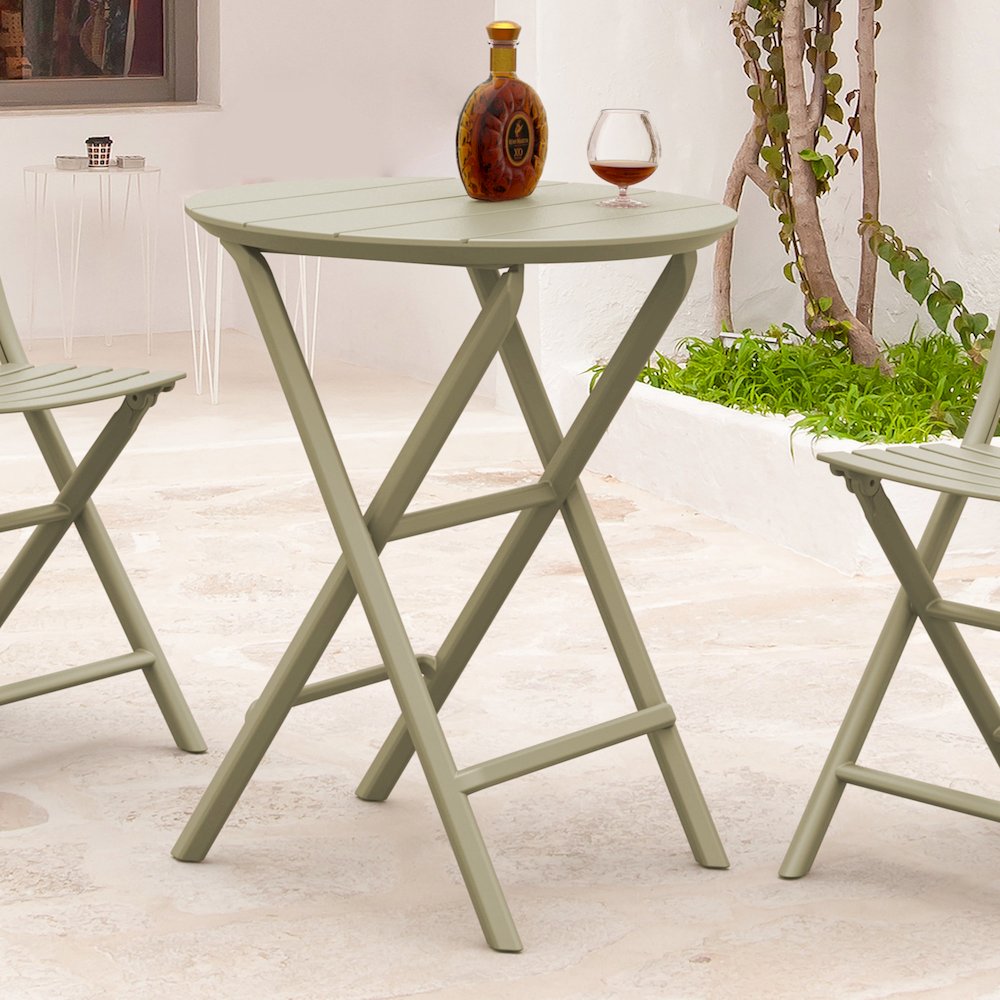 Helen Round Folding Bistro Table 24 inch Taupe. Picture 4