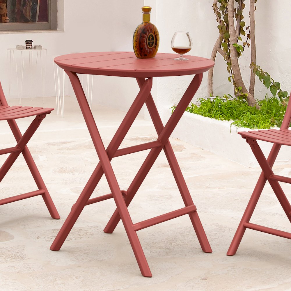 Helen Round Folding Bistro Table 24 inch Marsala. Picture 5