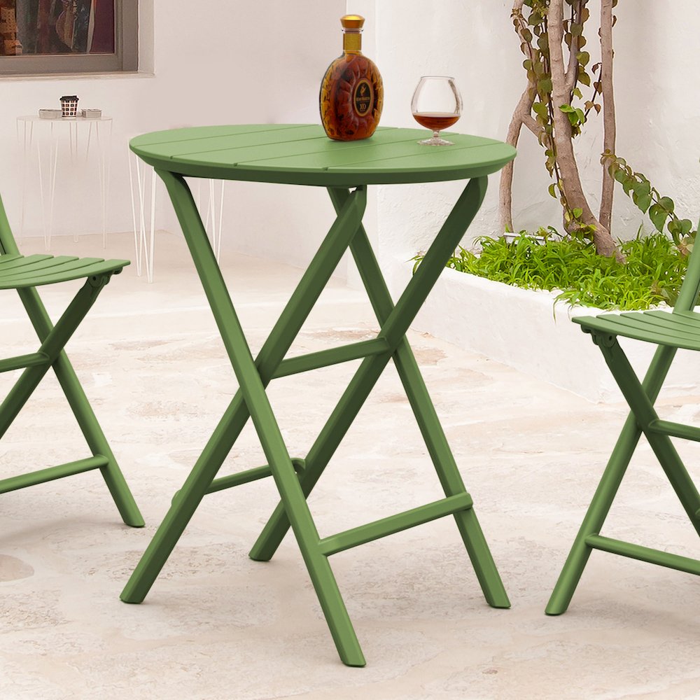 Helen Round Folding Bistro Table 24 inch Olive Green. Picture 5