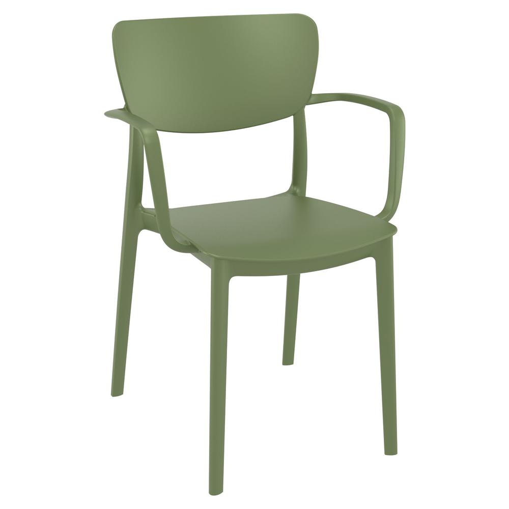 Lisa Round Dining Set with 47 inch White Table and Olive Green Armcairs. Picture 3