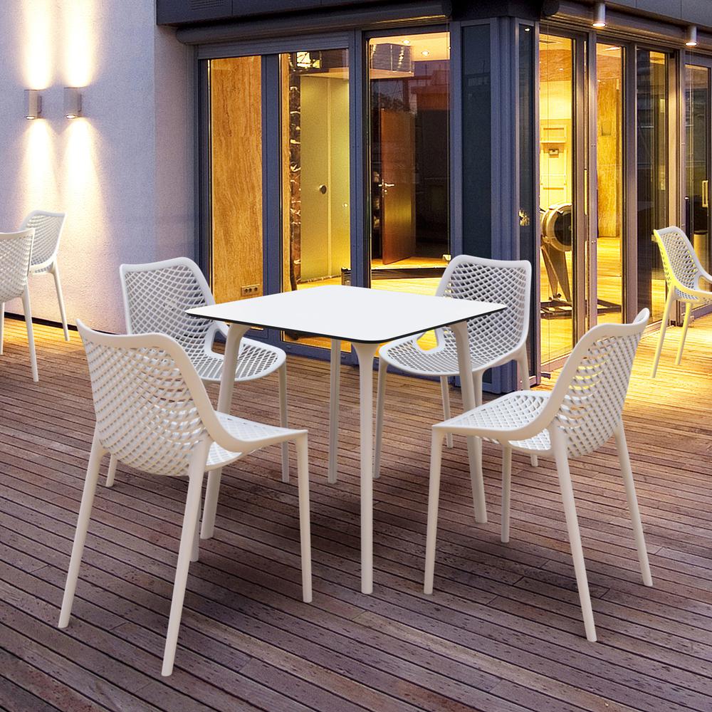Air Maya Square Dining Set with White Table and 4 White Chairs. Picture 2