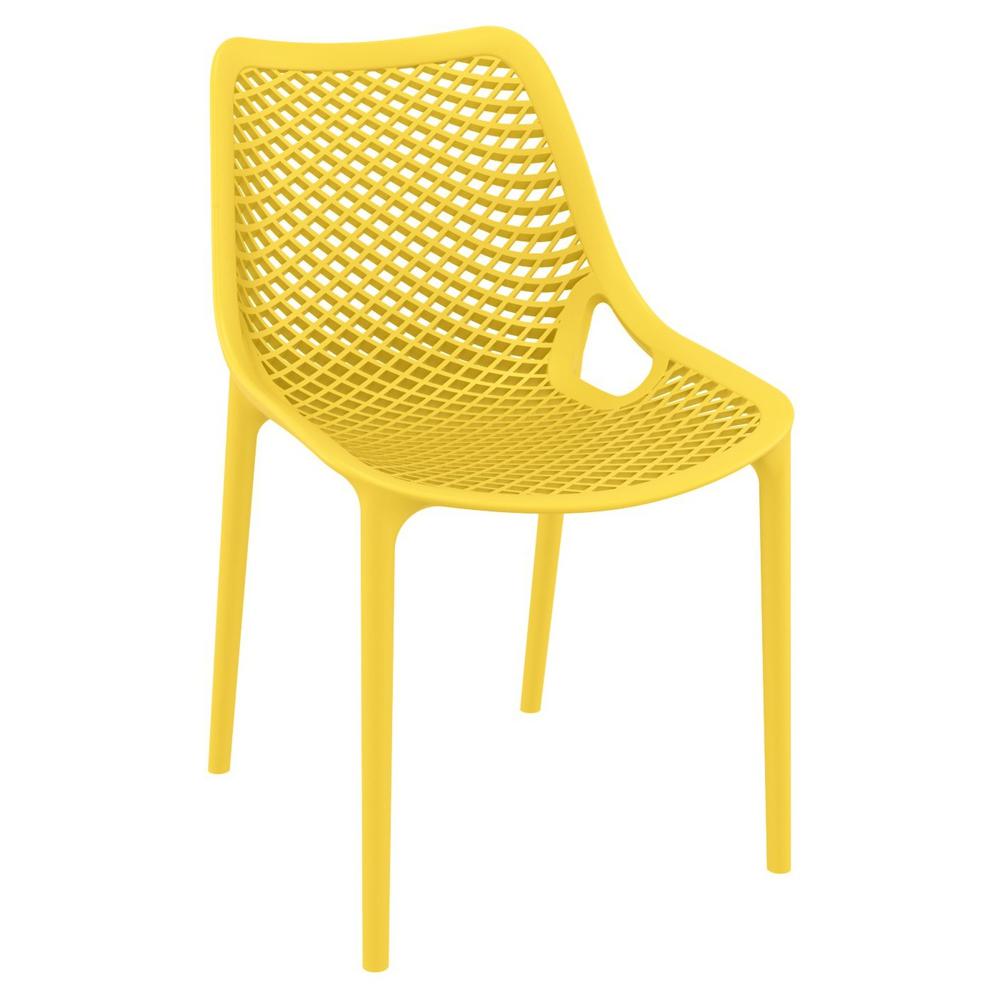 Air Maya Square Dining Set with White Table and 4 Yellow Chairs. Picture 2
