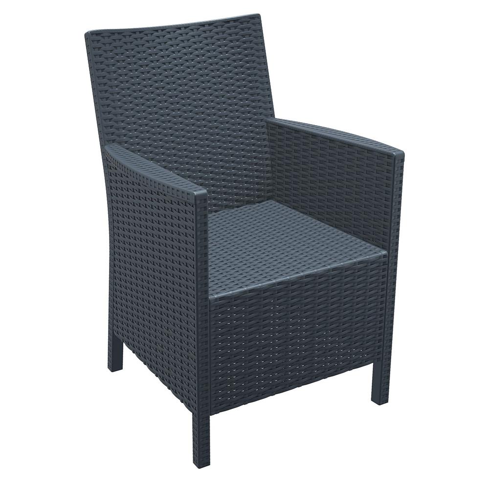 California Wickerlook Casual Seating set 3 Piece Dark Gray with Sunbrella Natural Cushion. Picture 2